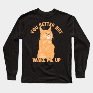 You Better Not Wake Me Up Cat Mom Cat Lovers Funny Cat Long Sleeve T-Shirt